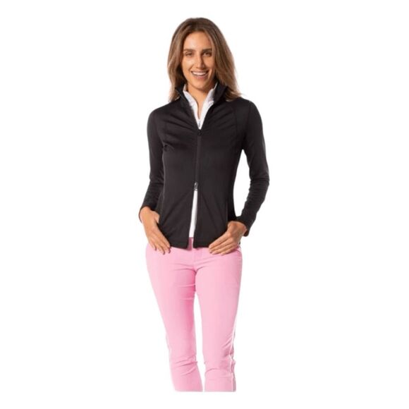 Golftini Double Zip Sport Jacket Black Hot Pink Hand-Covering Flap S - Picture 1 of 11
